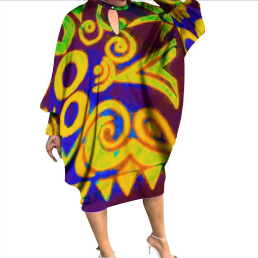 Robe style caftan motif tribal