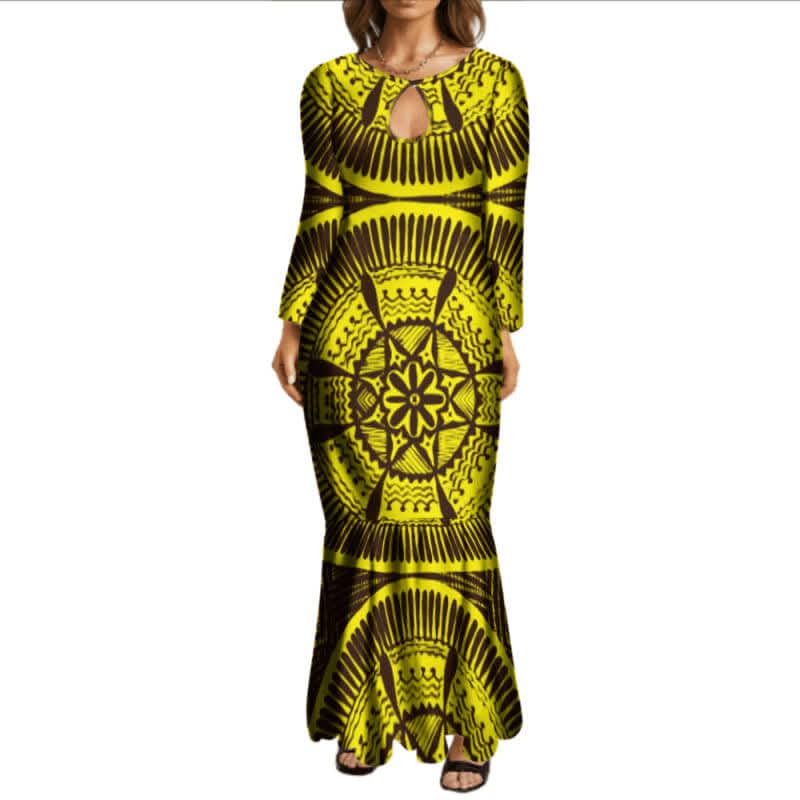 Robe longue motif tapa