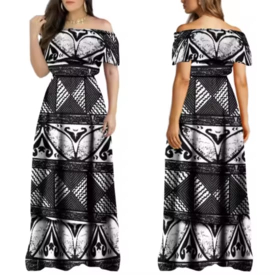 Robe longue tribal,volants, élégante femme .