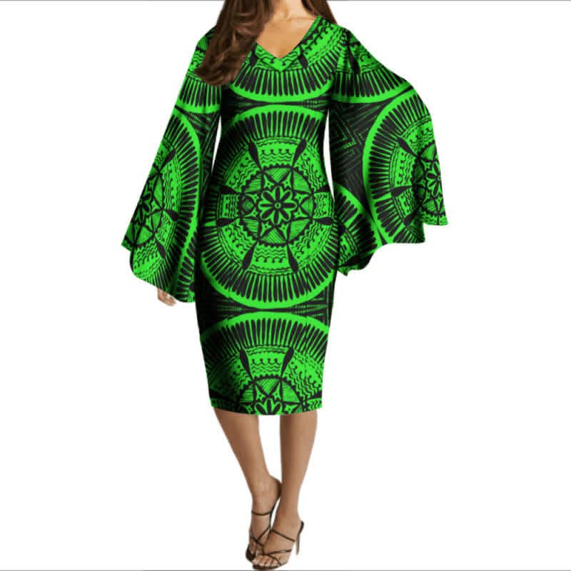 Robe courte manches amples motif tapa