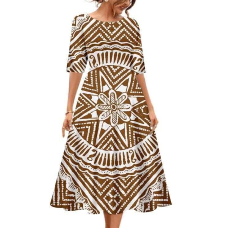 Robe mi-longue tapa futunien