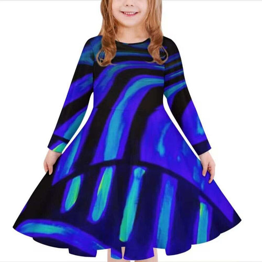 Robe fille manches longues art polynésien.