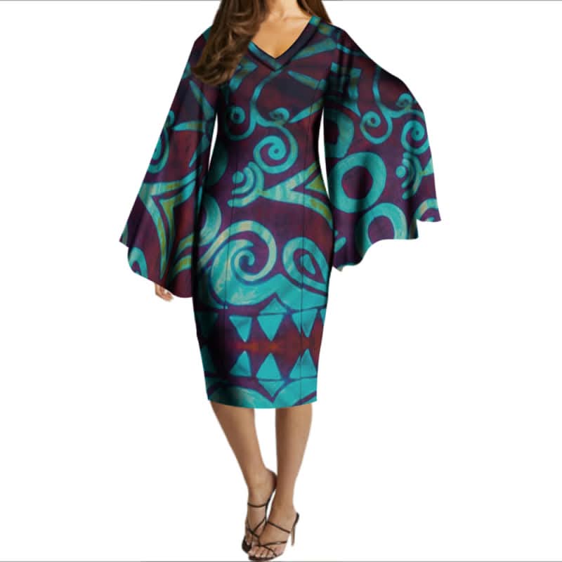Robe courte manches amples tribal