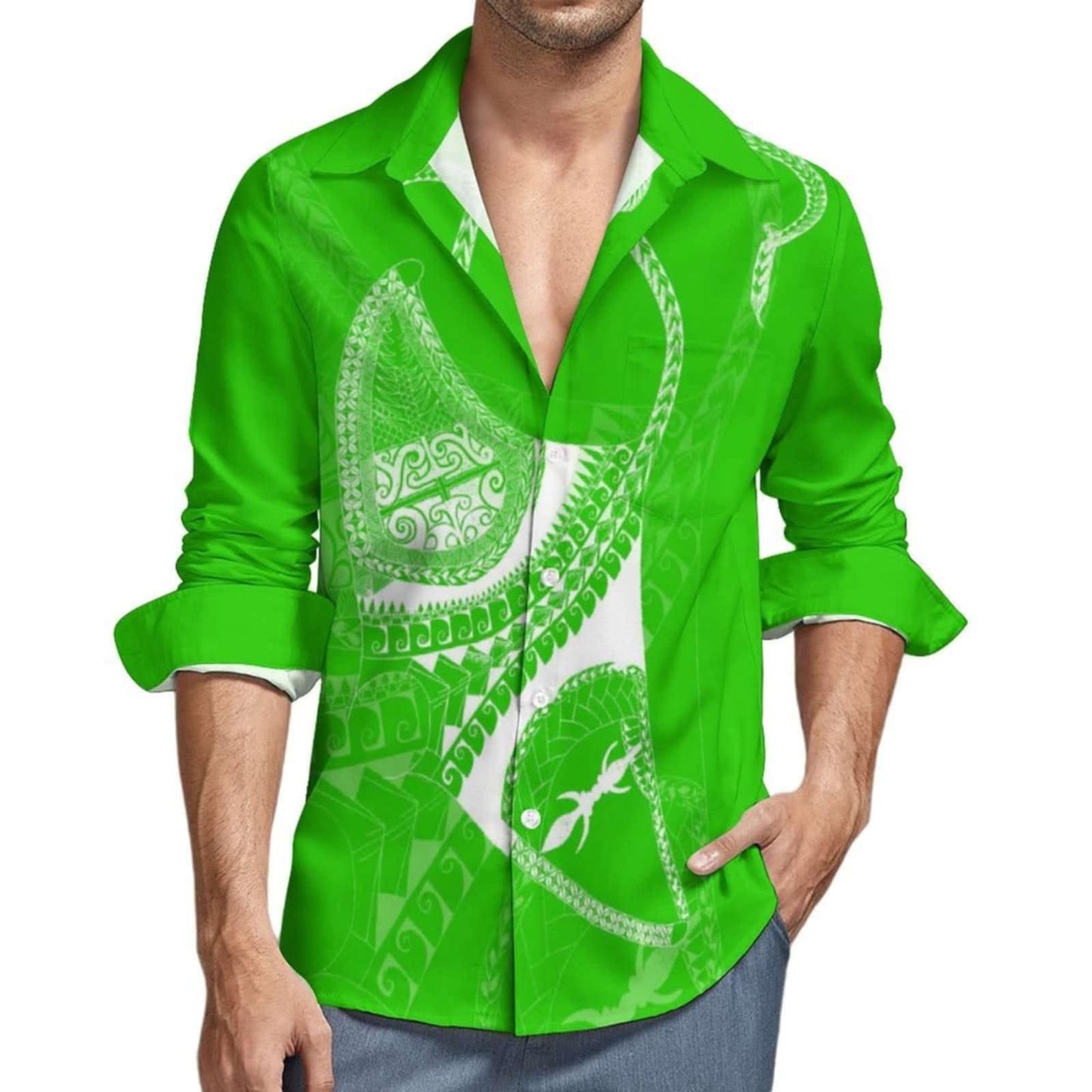 Chemise manches longues art polynésien(5)