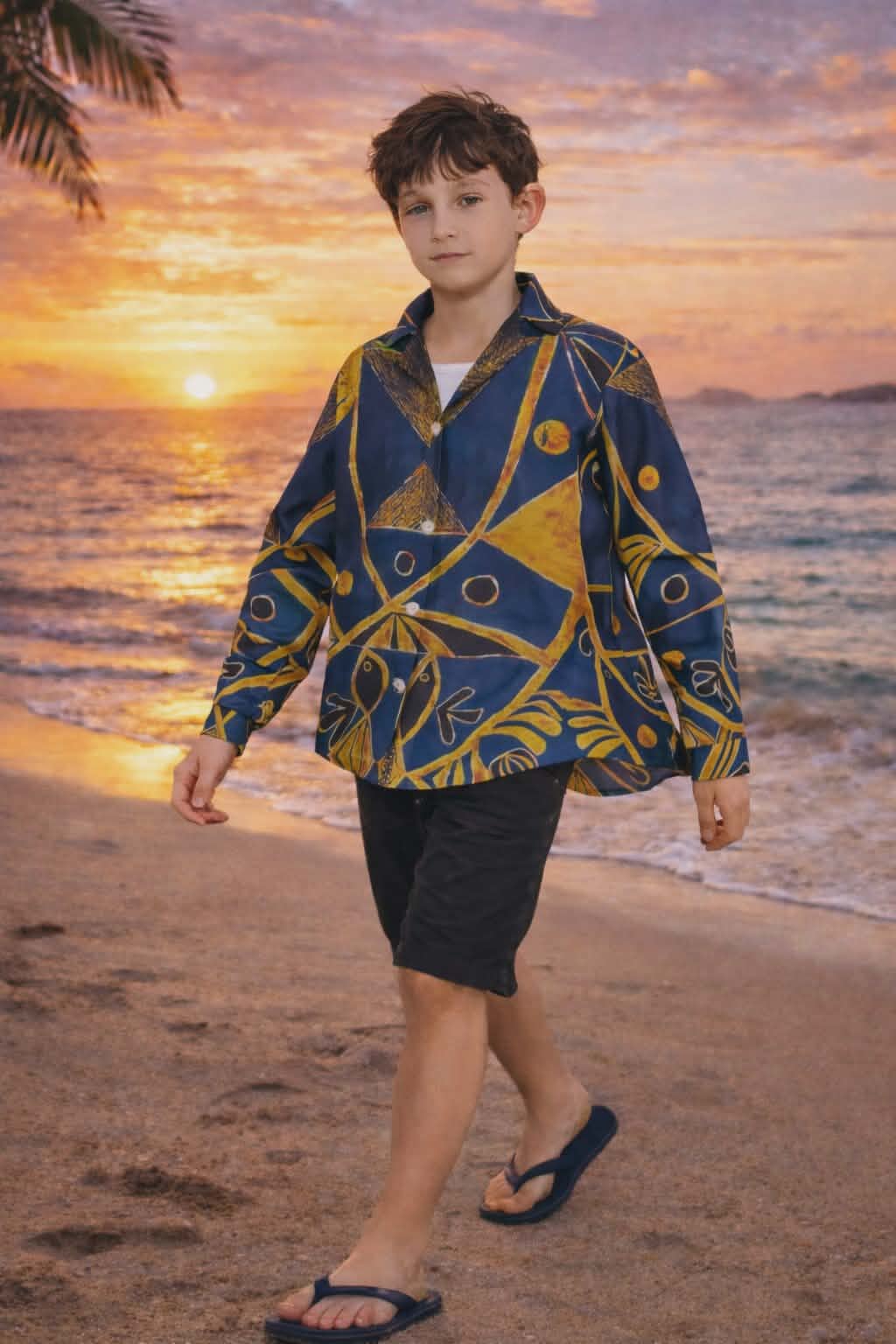 Chemise enfant art polynésien et Tribal.