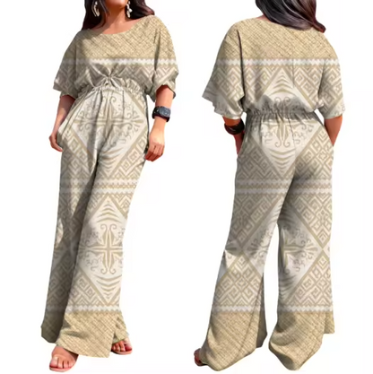 Combinaison effet natte tressée&motif tapa