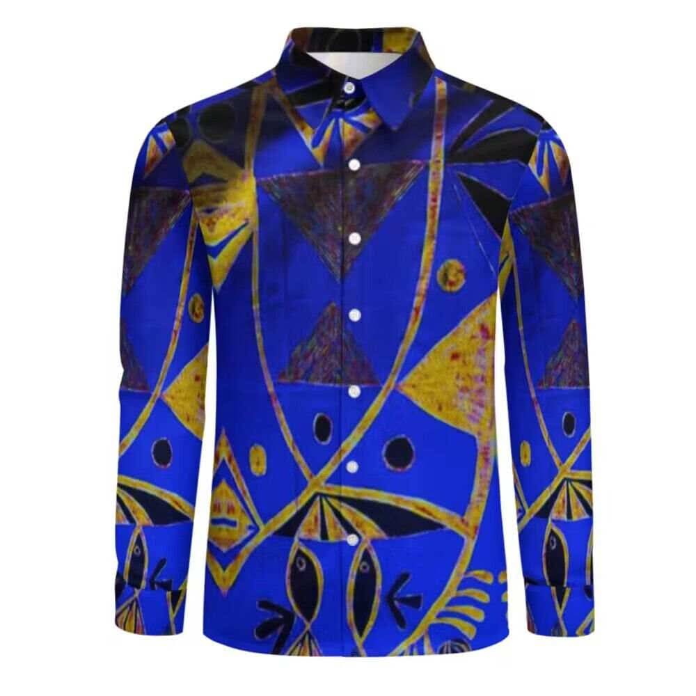 Chemise homme manches longues art polynésien(7)