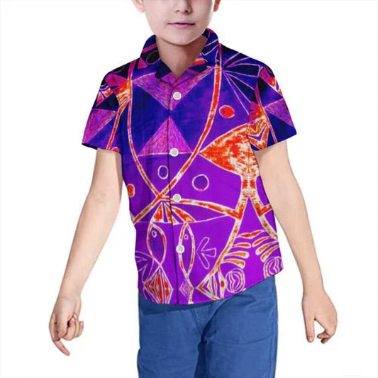 Chemise enfant manches courtes art polynésien(7)