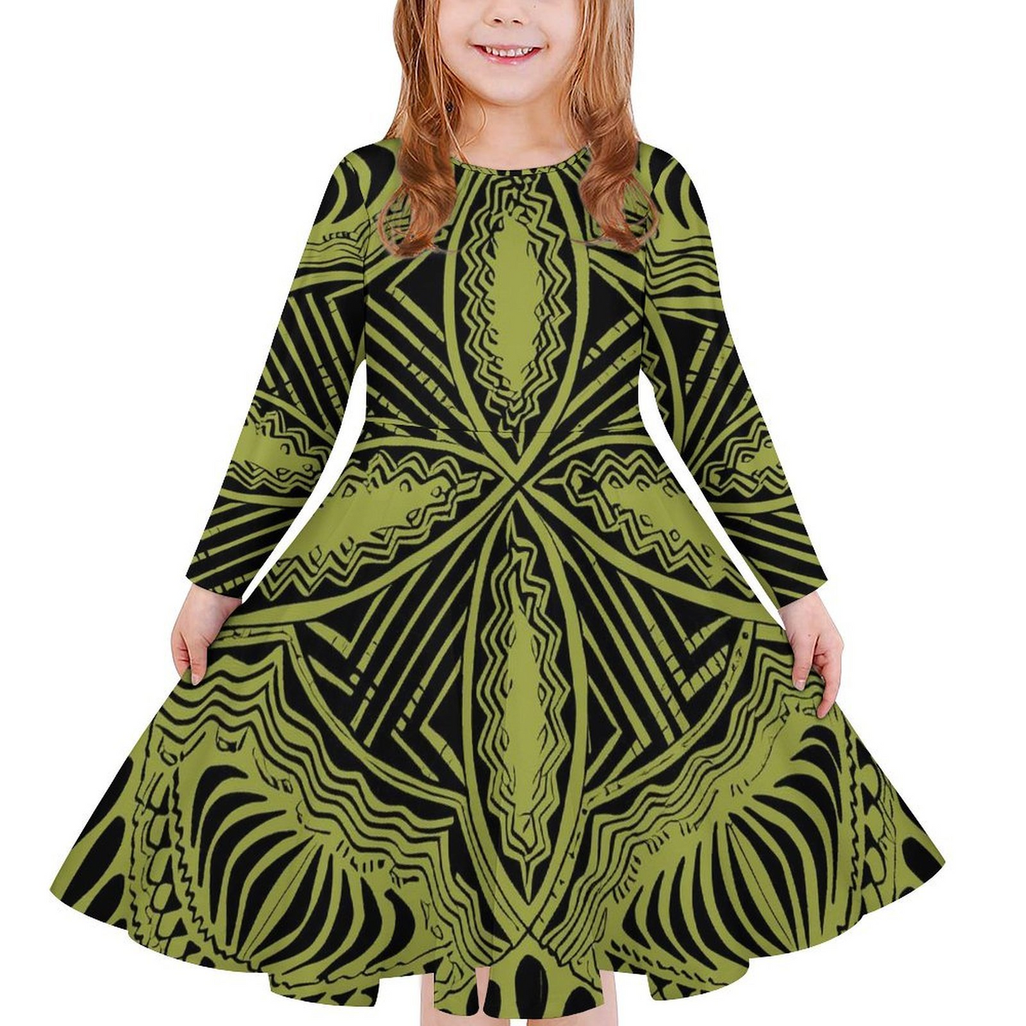 Robe fille manche longue tapa