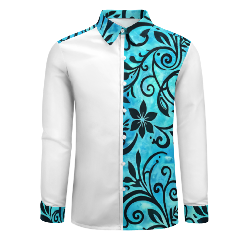 Chemise manches longues art polynésien.