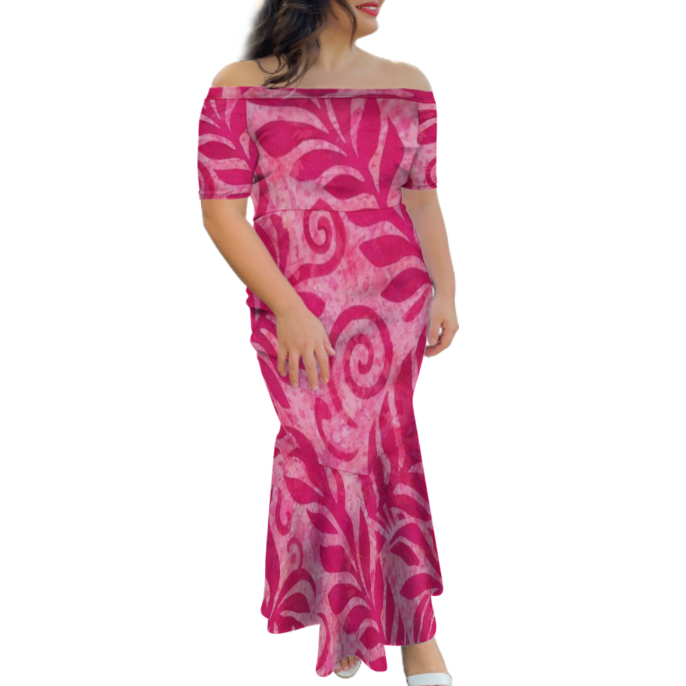 Robe longue femme tribal épaules dénudées.