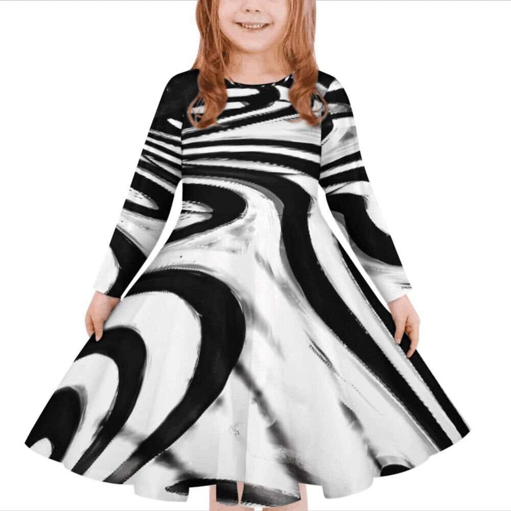 Robe fille manches longues art polynésien