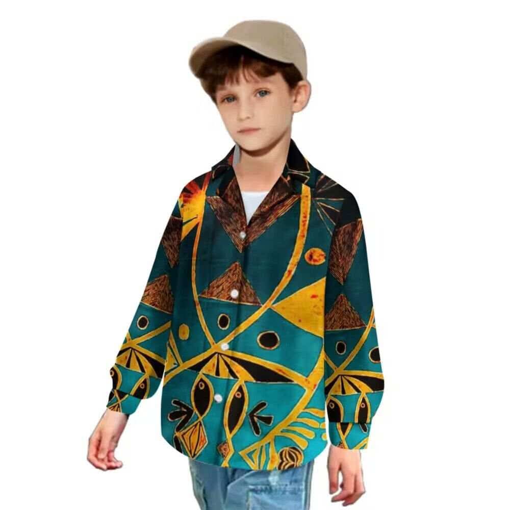 Chemise enfant manches longues art polynésien(7)