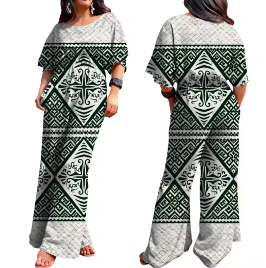 Combinaison effet natte tressée&motif tapa