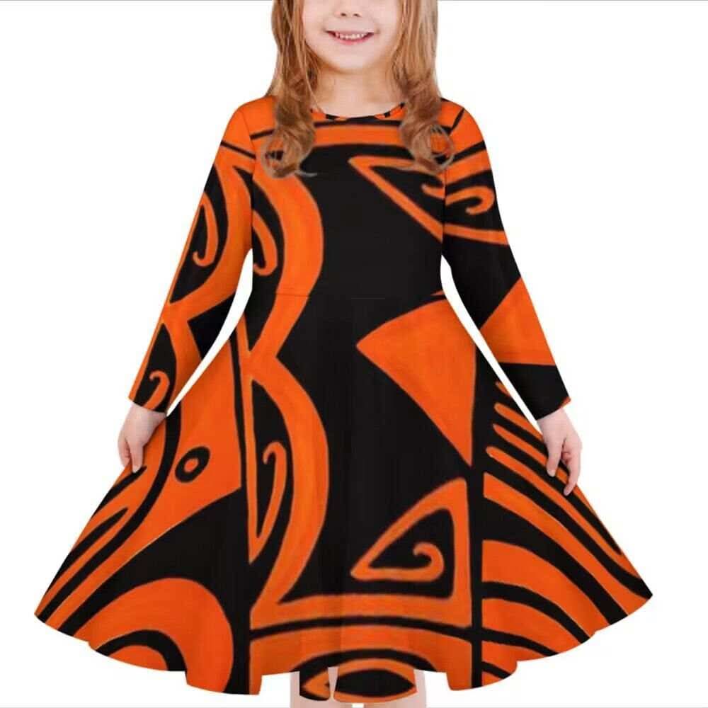 Robe fille manches longues tribal