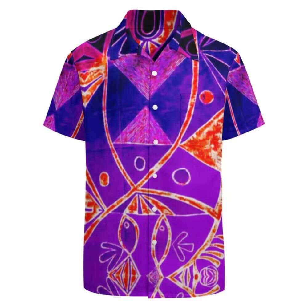 Chemise hommes manches courtes art polynésien(7)
