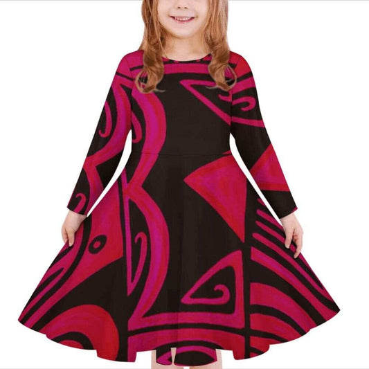 Robe fille manches longues tribal