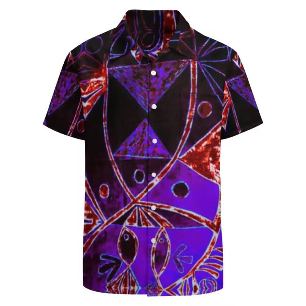 Chemise hommes manches courtes art polynésien(7)