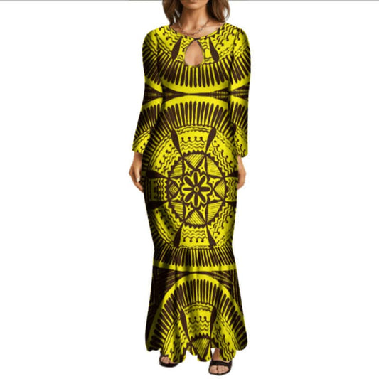 Robe longue motif tapa