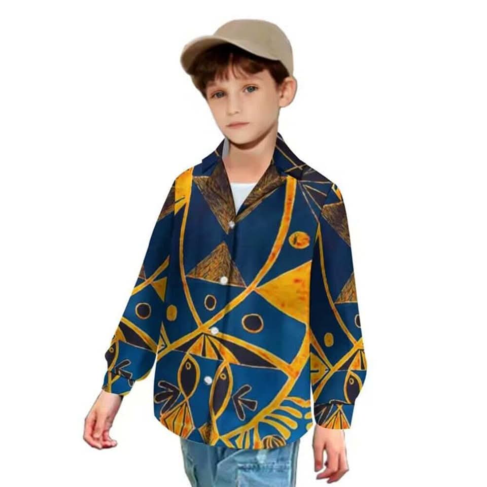 Chemise enfant manches longues art polynésien(7)