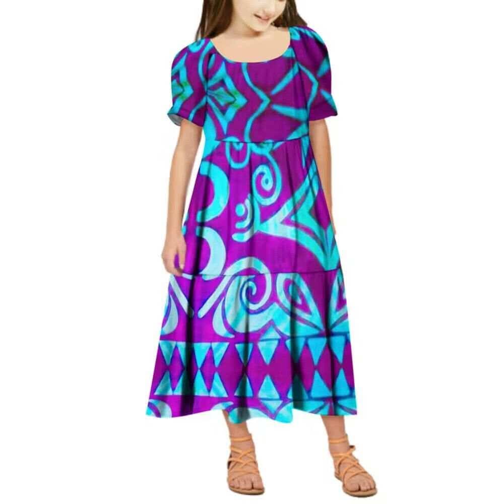 Robe longue fille  art polynésien