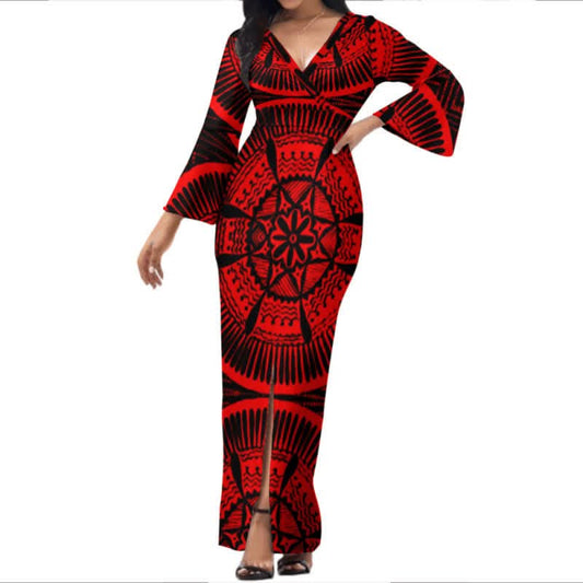 Robe longue motif tapa