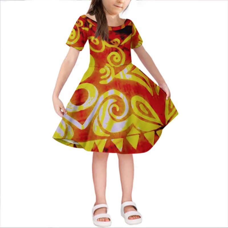 Robe courte fille art polynésien