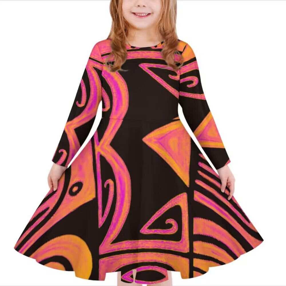 Robe fille manches longues tribal