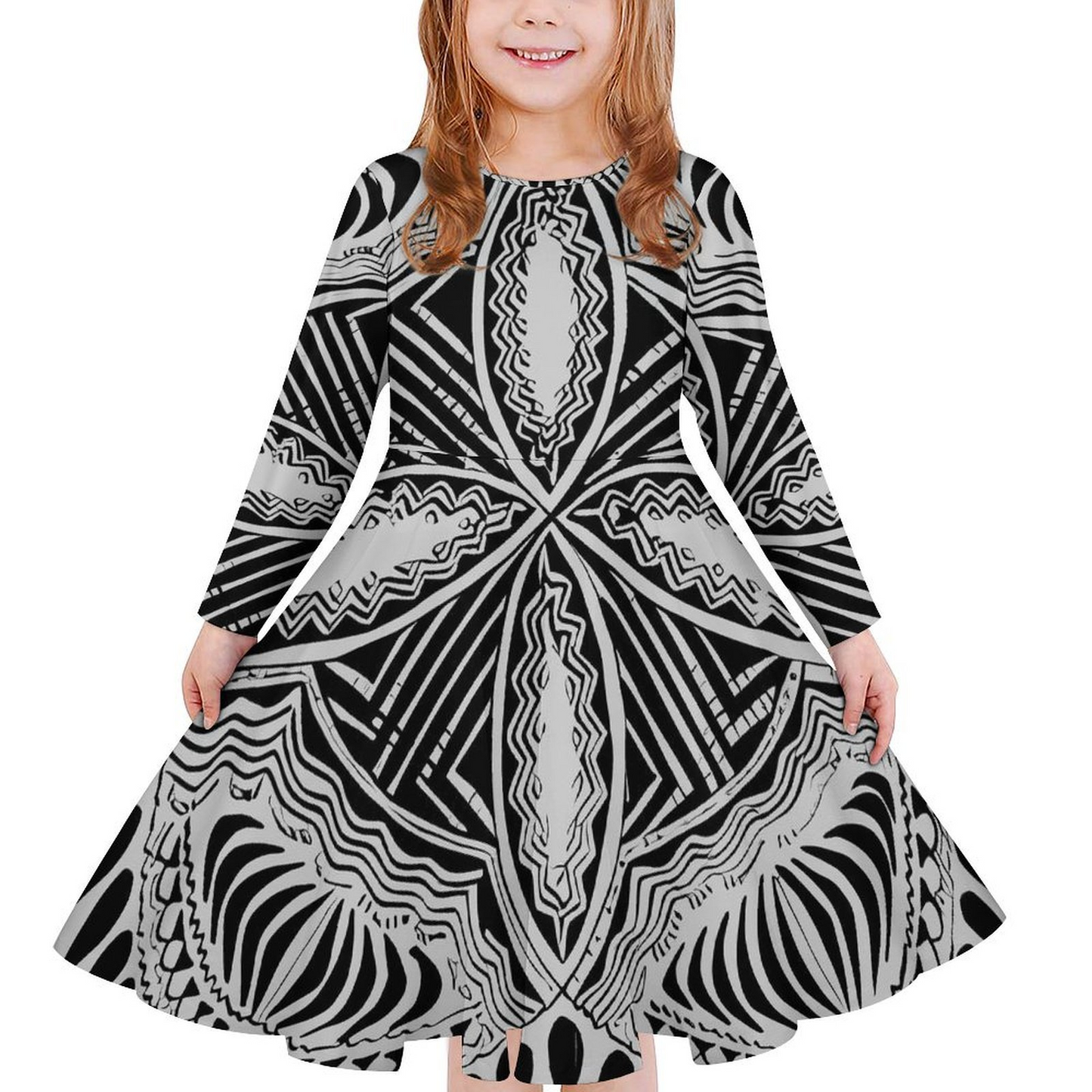 Robe fille manche longue tapa