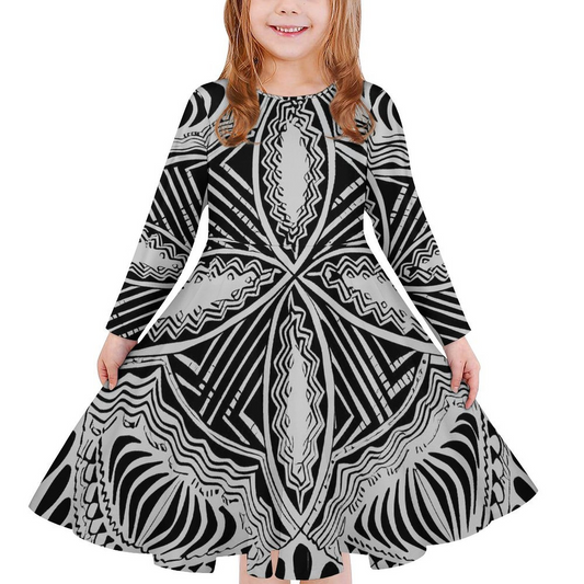 Robe fille manche longue tapa