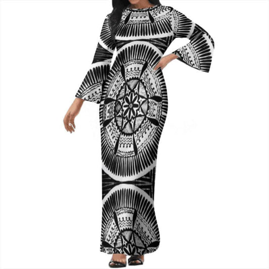 Robe longue motif tapa