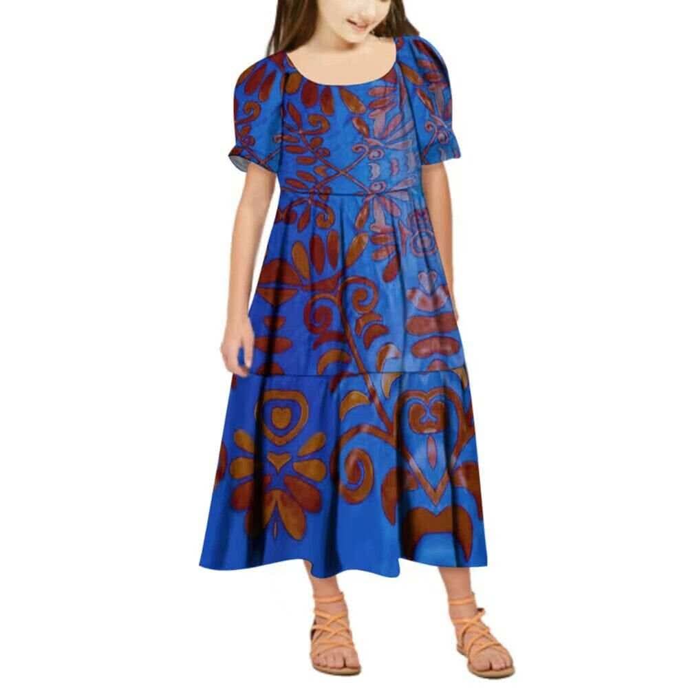 Robe longue fille art polynésien