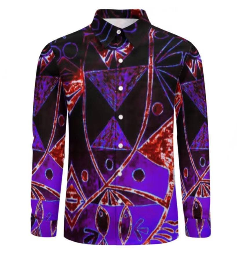 Chemise homme manches longues art polynésien(7)