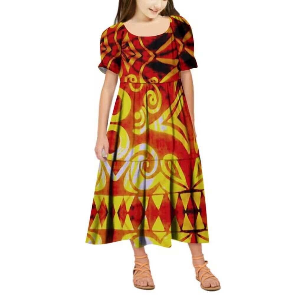 Robe longue fille  art polynésien