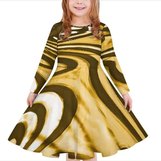 Robe fille manches longues art polynésien