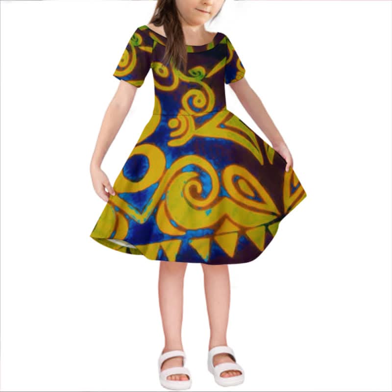 Robe courte fille art polynésien