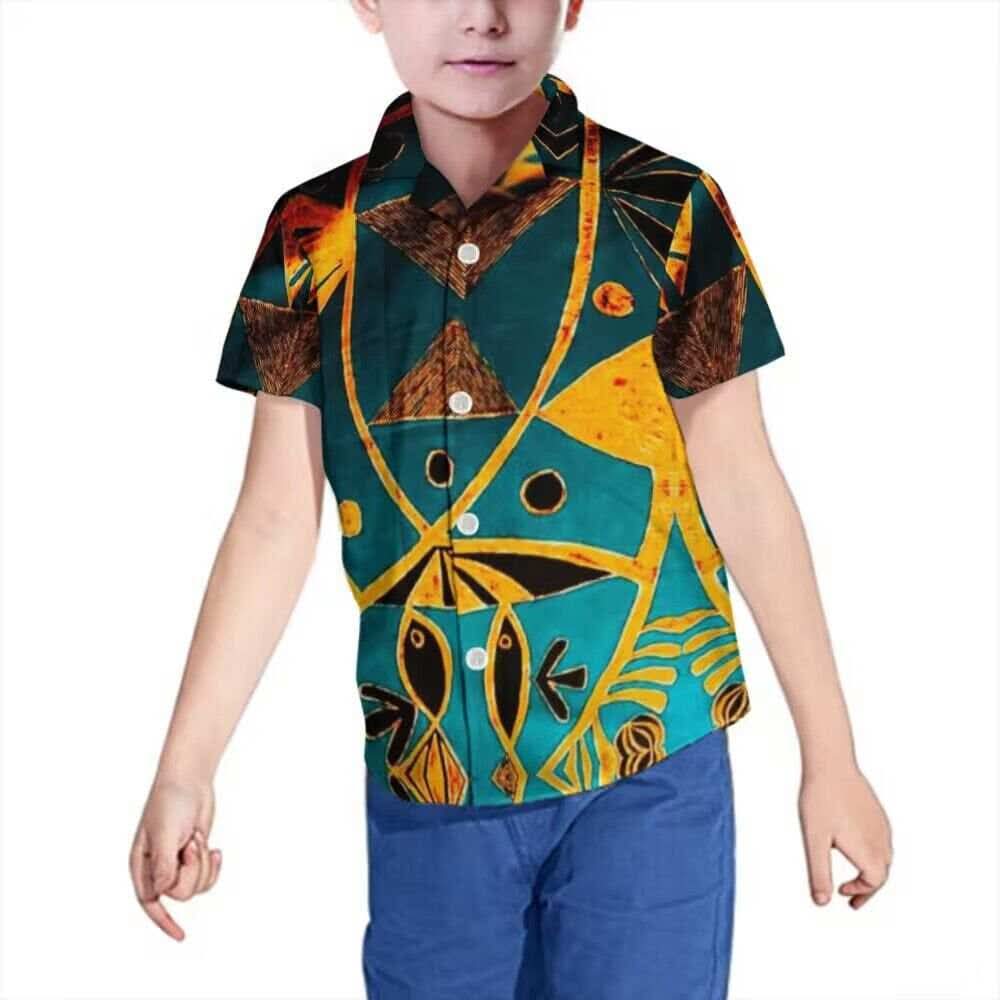 Chemise enfant manches courtes art polynésien(7)