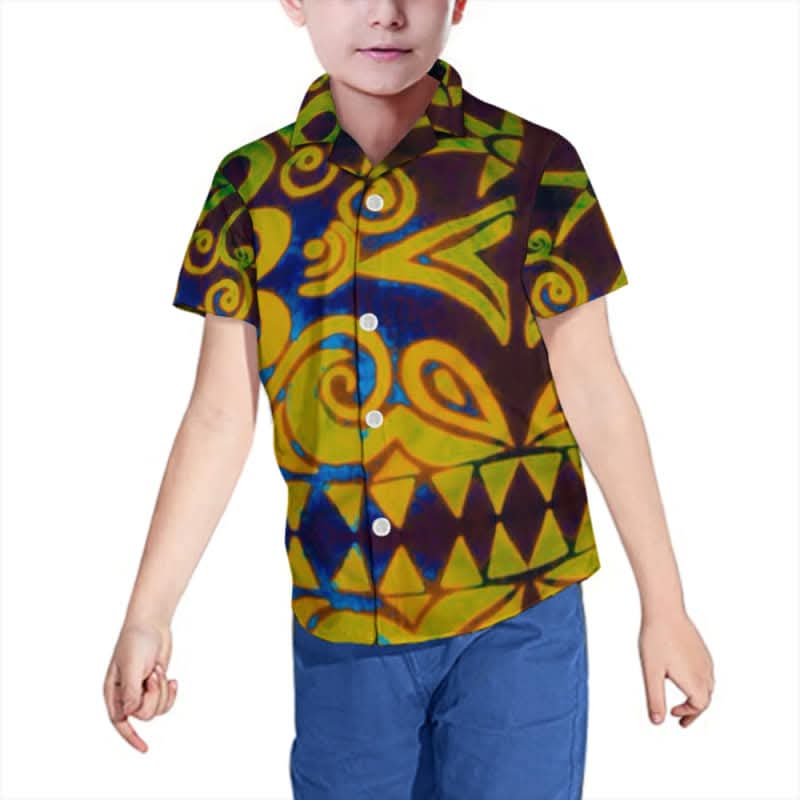 Chemise enfant manches courtes art polynésien(4)
