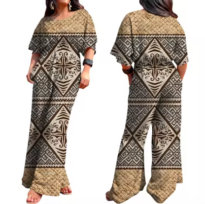 Combinaison effet natte tressée&motif tapa
