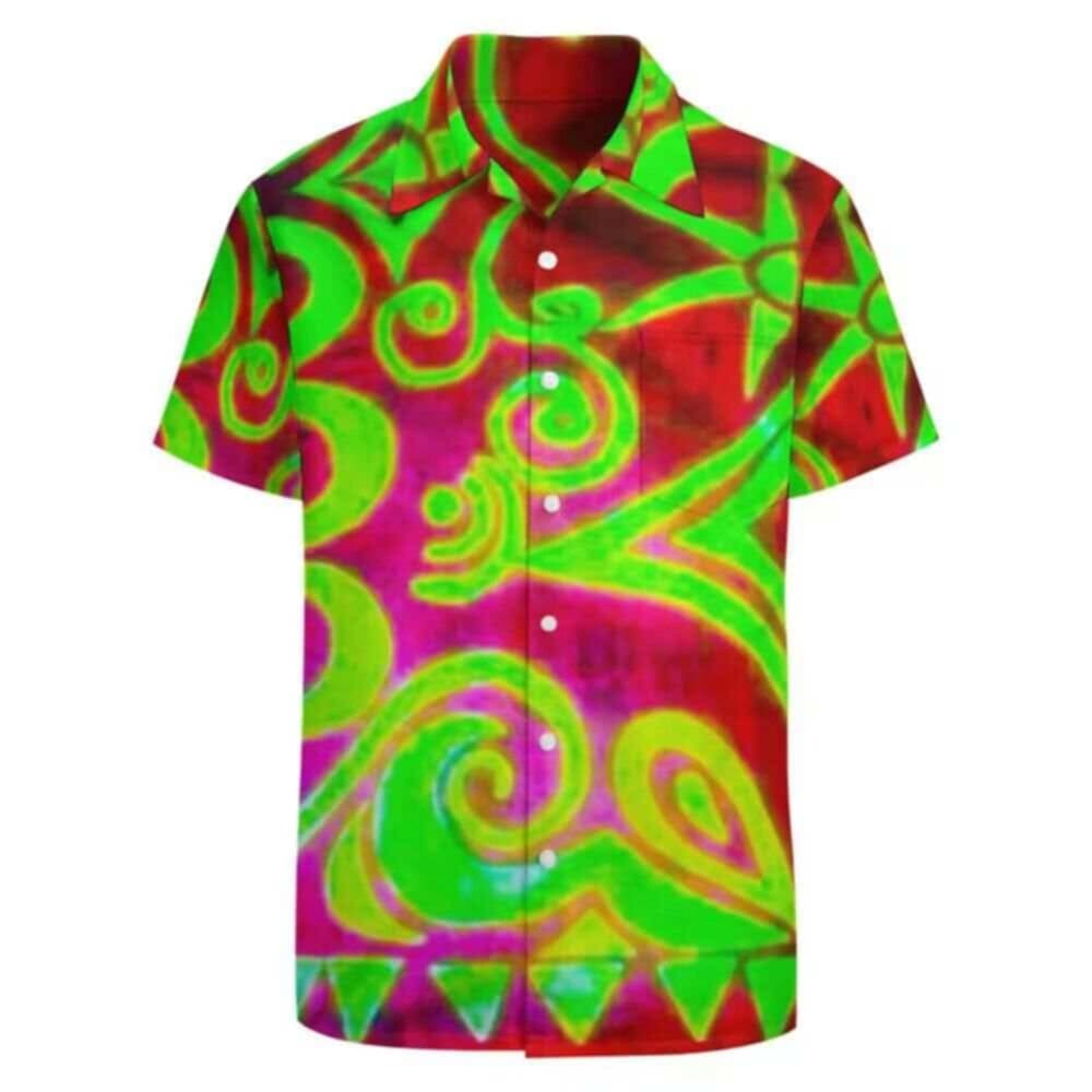 Chemise manches courtes art polynésien(4)