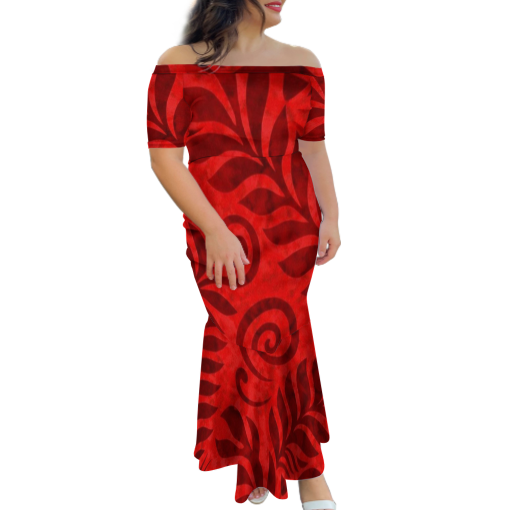 Robe longue femme tribal épaules dénudées.