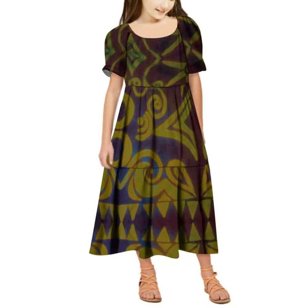 Robe longue fille  art polynésien