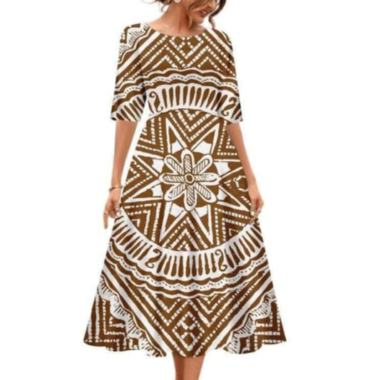 Robe mi-longue tapa futunien