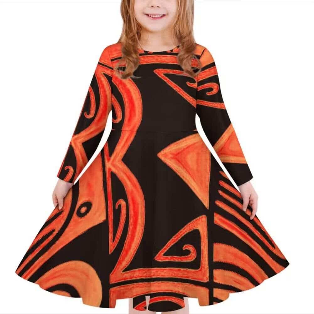 Robe fille manches longues tribal