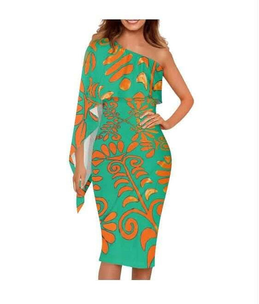 Robe courte tribal asymétrique