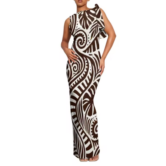 Robe manches courtes polynésien