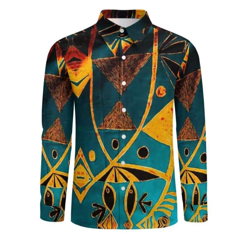 Chemise homme manches longues art polynésien(7)