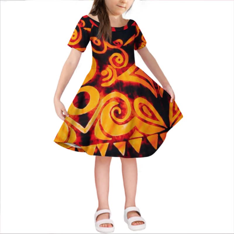 Robe courte fille art polynésien