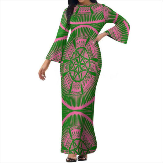 Robe longue motif tapa