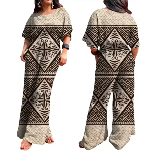 Combinaison effet natte tressée&motif tapa